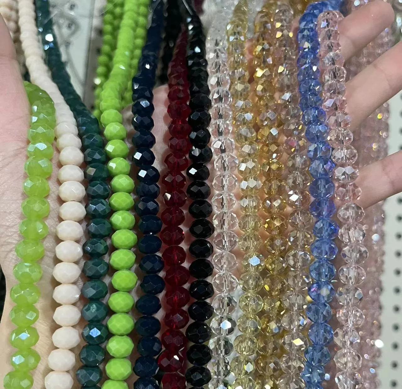 High Quality Bestone 6*8 mm Glass Beads AB Color Faceted Bicone Glass Crystal Beads DIY Loose Beads