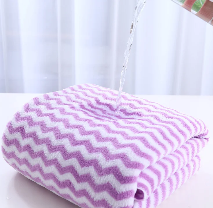 China Factory Hot Sale Coral Fleece Wave Design Coral Fleece Towel Set