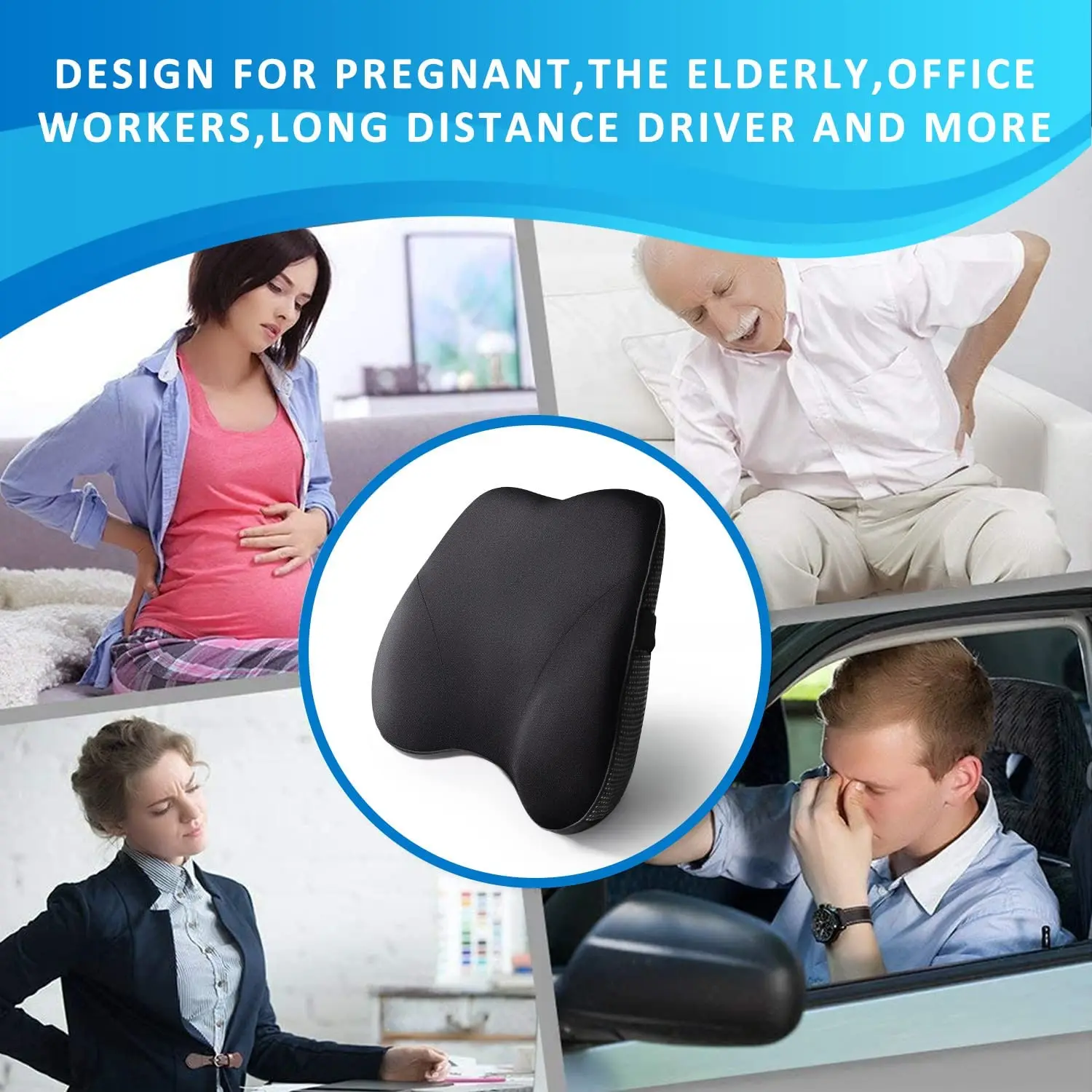 Ergonomic new design multifunctional Softness Lumbar pillow Back Support Urethane Cushion Buffer Lumbar cushion