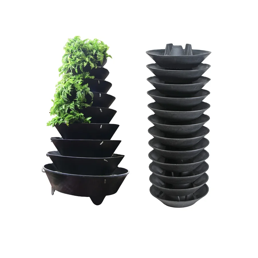 Outdoor pyramid shape Garden Flower Tower Huge Plastic Flower Pots & Planters