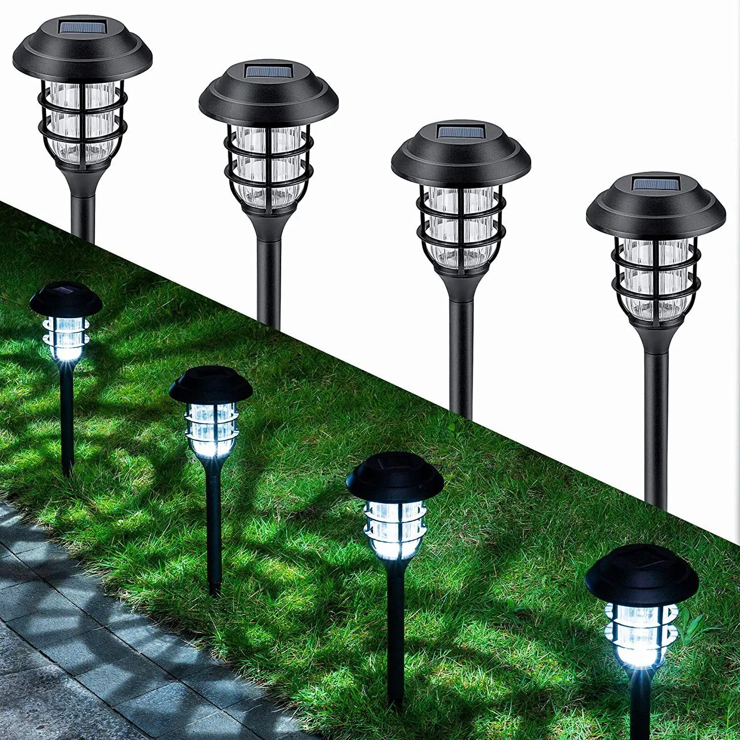 High Quality 3D effect plastic solar stake lights outdoor led stick garden light solar lawn lamp for decoration