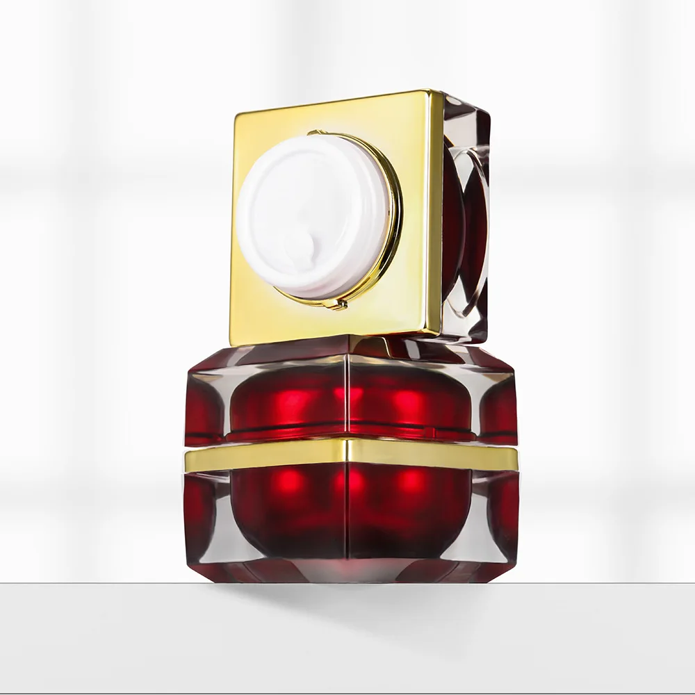 New design 10g High Quality  red Square Packaging Cream Container Acrylic Cosmetic plastic empty face  Cream Jar