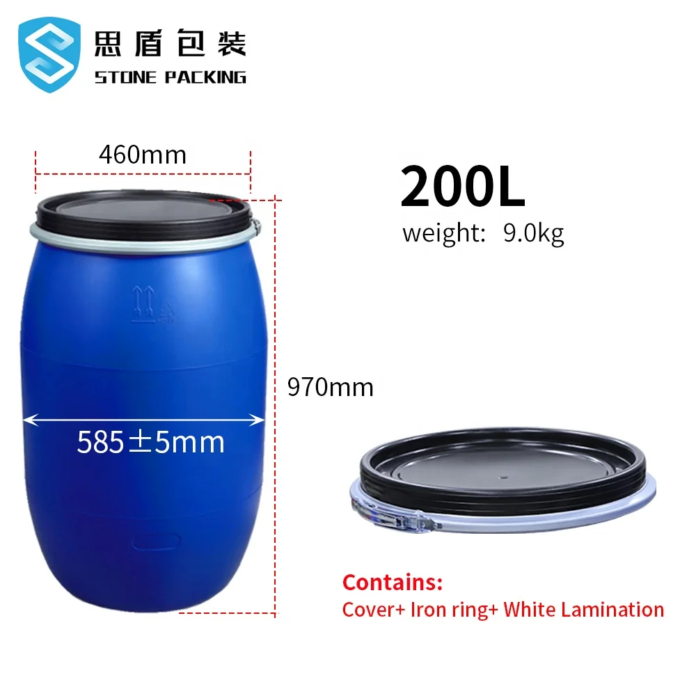 Factory direct sales Blue 200-210L Chemical Drum Plastic Drum open top plastic drum