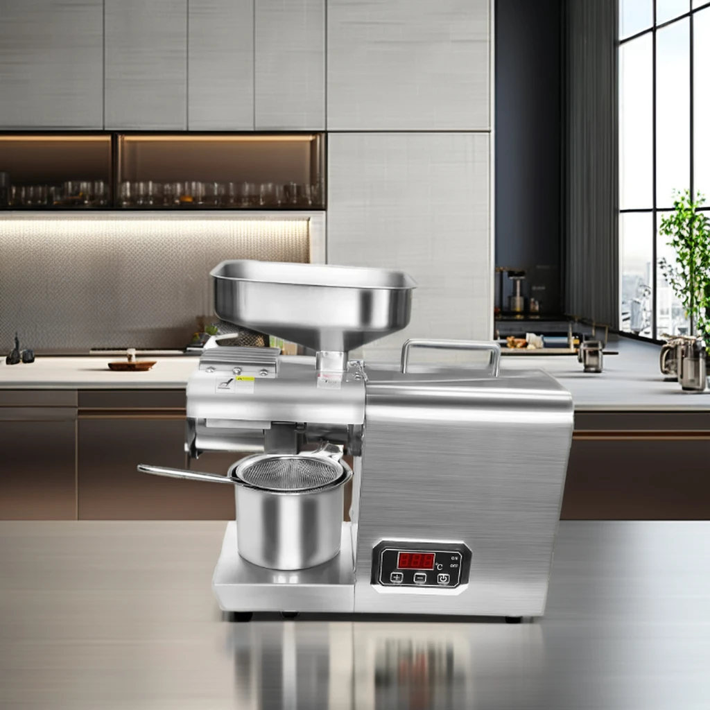 MJ Mini Automatic Steel Screw Oil Pressers Small Home use Sesame Coconut Peanut Oil Extractor Seed Cold Oil Press Machine 508T