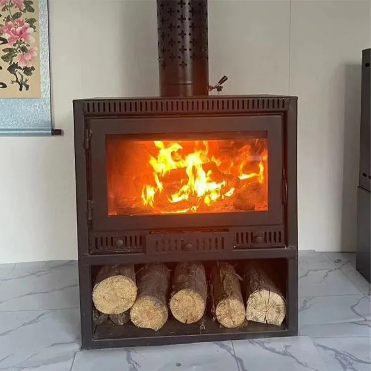 High Quality Indoor Modern Heating Freestanding Burning Stove Central Cast Iron Wood Fire Stove Fireplace Parts With Oven