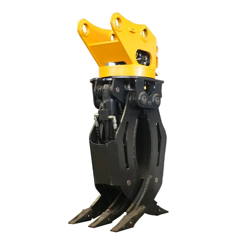 Hydraulic wood grabber for log loading and unloading flexible operation