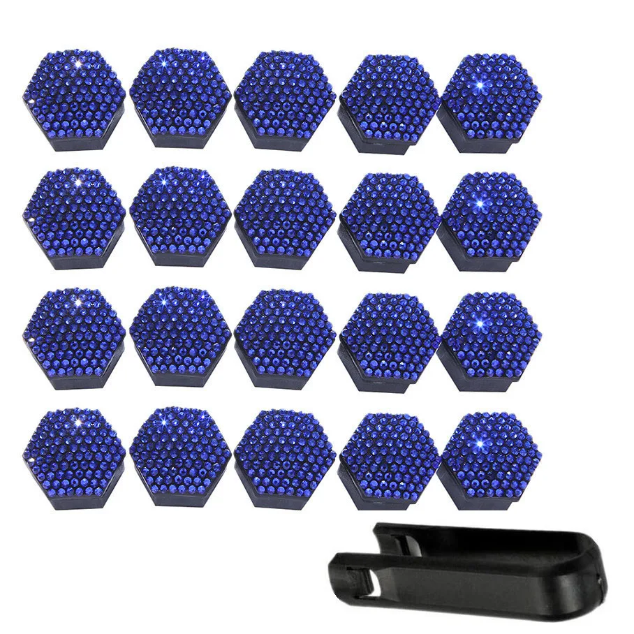 17/19/21mm Bling Fashion Crystal Diamond Rhinestone Decorative Auto Car Tire Hub Screw Bolt Anti-Rust Wheel Nut Caps Accessories