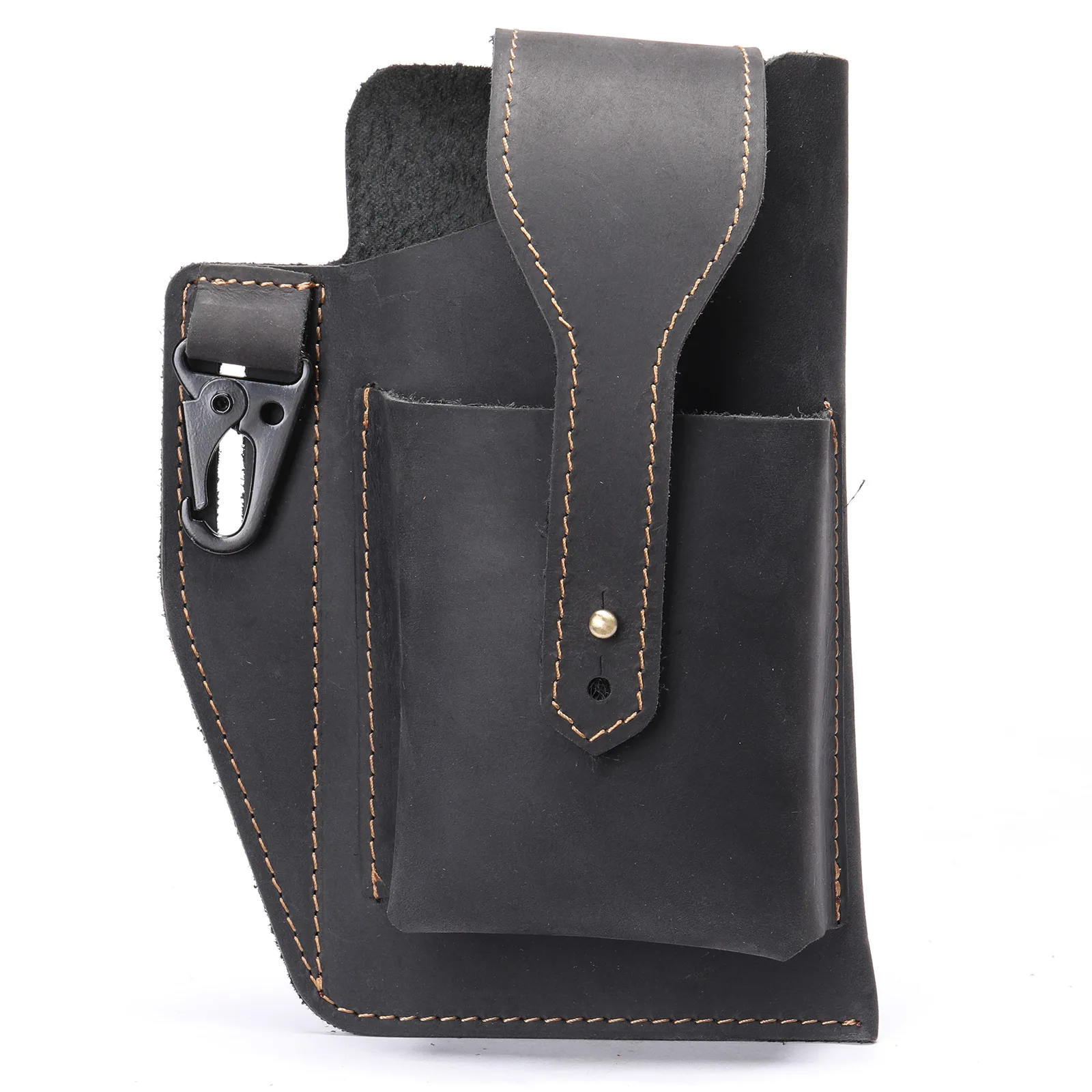 Full Grain Crazy Horse Leather Phone Holster for Men Belt Loop Multitool Key Holder Waist Bag with Phone Holsters