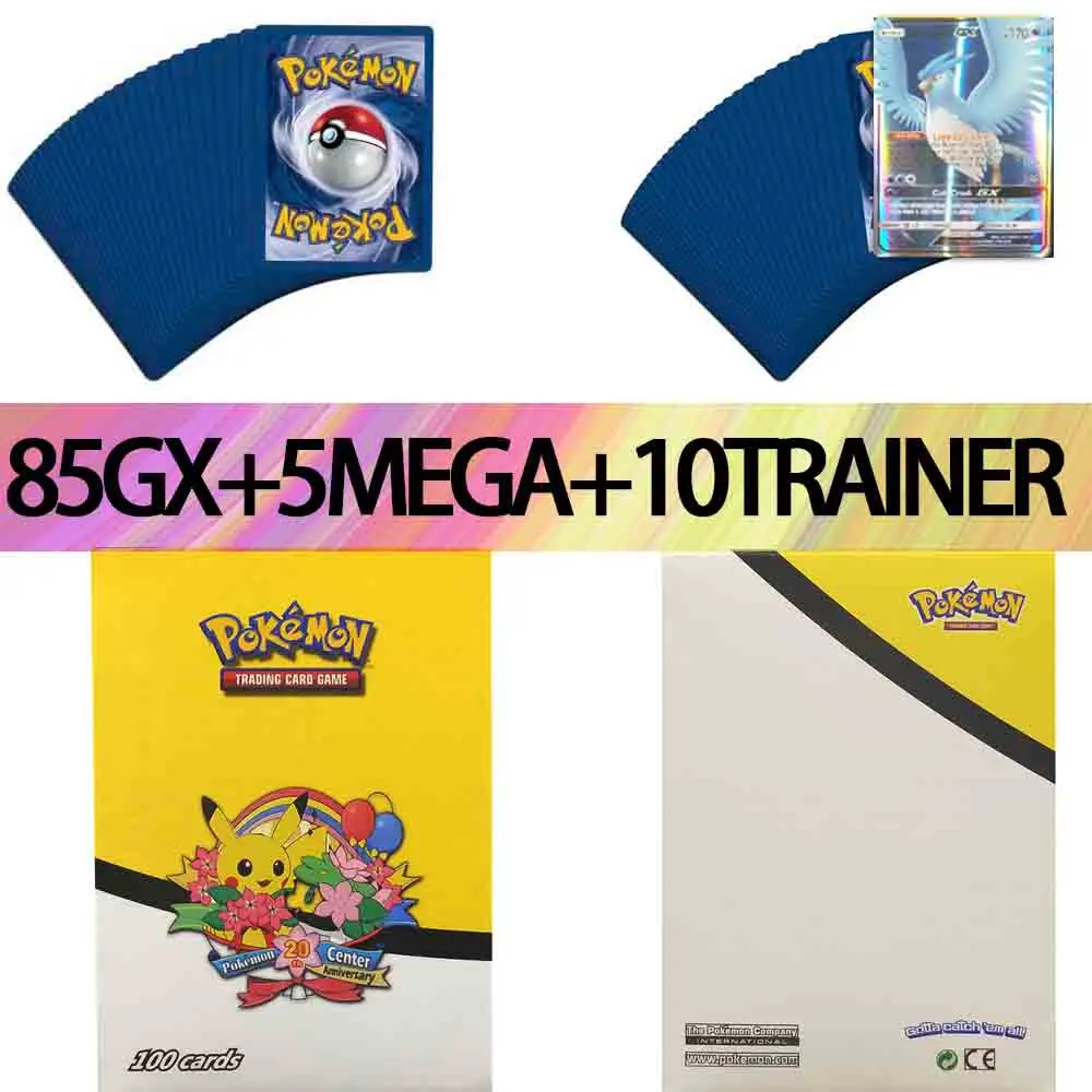 2022 New Hot Sale Custom High Quality 100 Piece/Box 85gx+5mege+10 Trainer Pokemon Cards  Training Cards