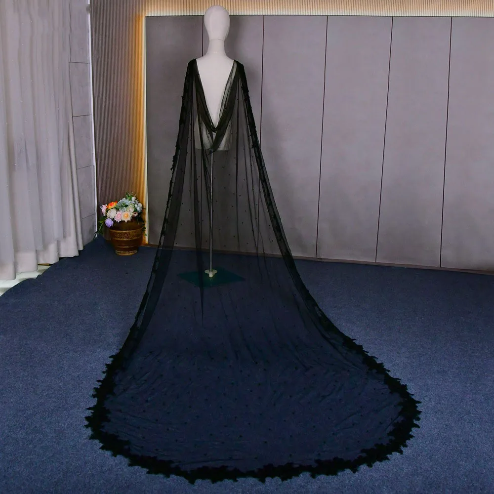 Y-Z New bride wedding long veil vintage creamy white pearl tail lace shawl bead accessories