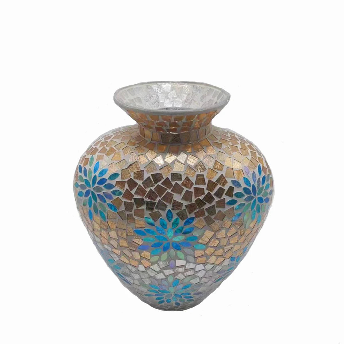 Mosaic Glass Vases for Flowers, Handmade Purple Vases for Centerpieces Modern Flower Vase for Home Wedding Decoration
