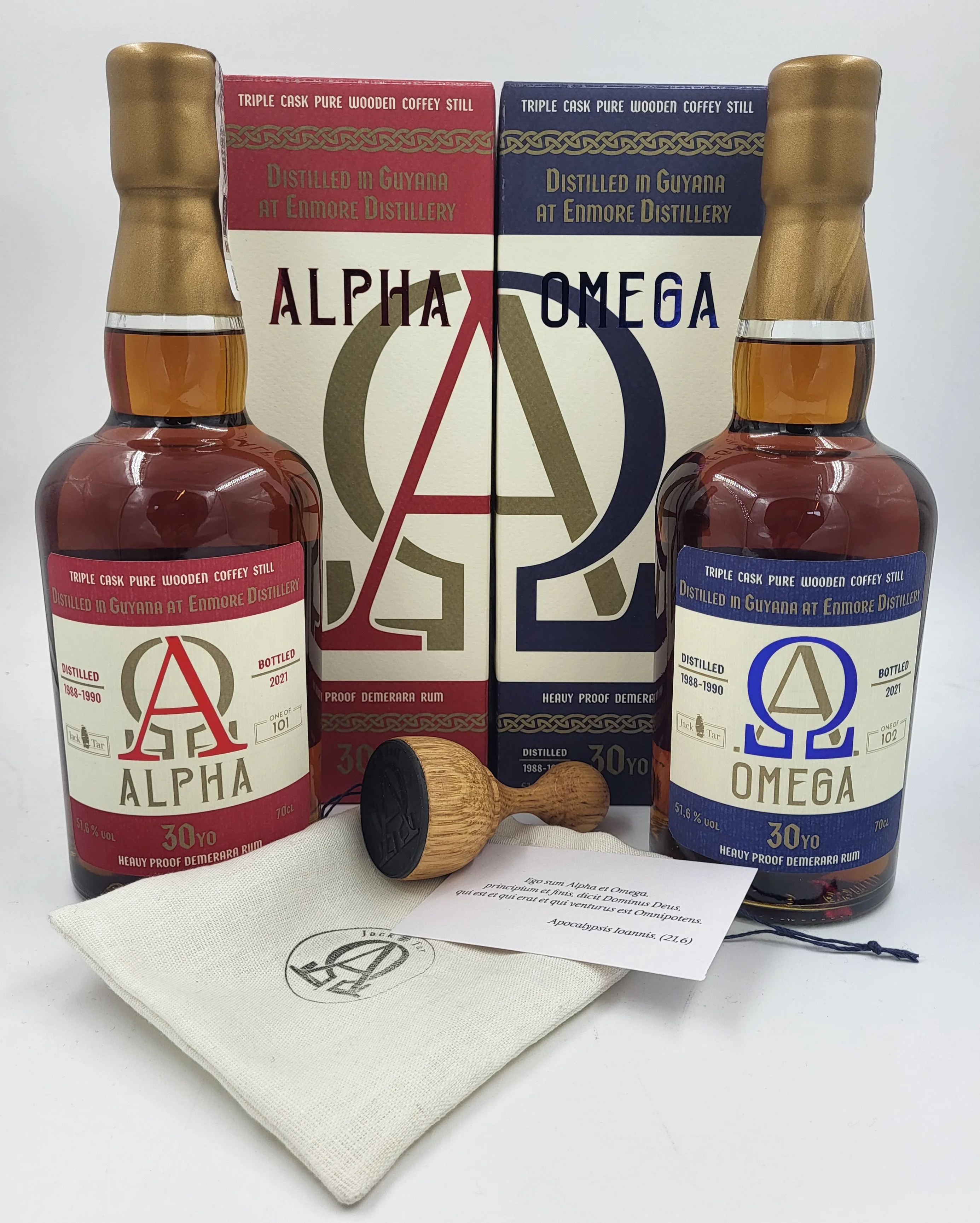 Rum Alpha & Omega Triple Cask - Distilled at Enmore Distillery - Heavy Proof Demerara Rum - 51,6% Vol. - 2x700 ml