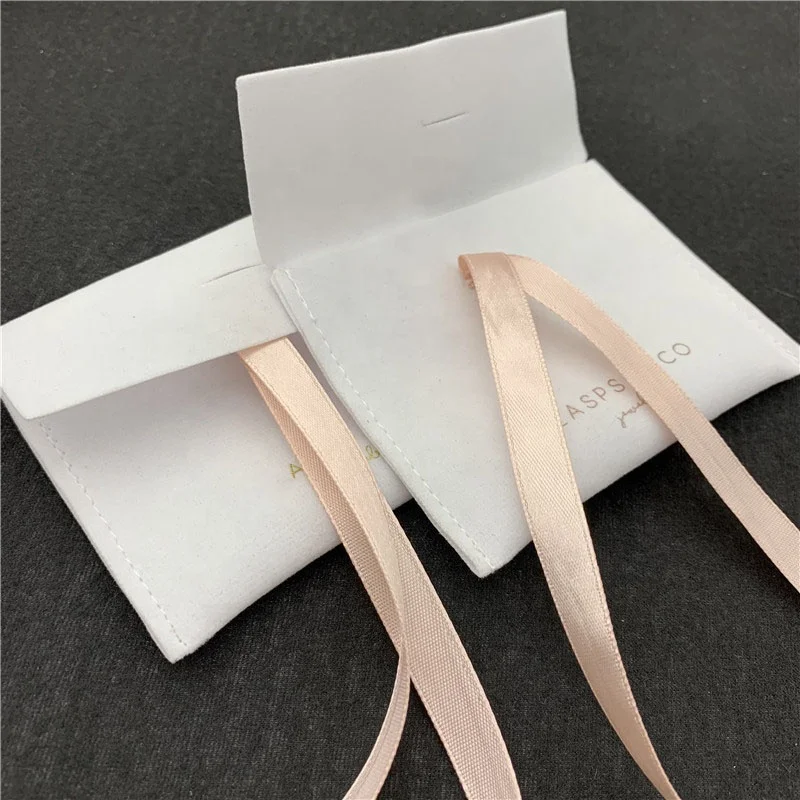 Custom Logo Envelope Luxury Jewelry Pouch Handicraft Dust Drawstring Suede Velvet Bags For Gift