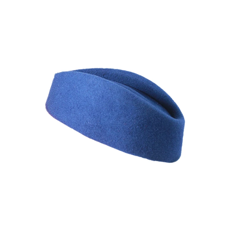 Airline Stewardess Cadet Formal Uniform Hat Wool Felt  Ladies Pillbox Hats with Rope Air Hostesses Hat