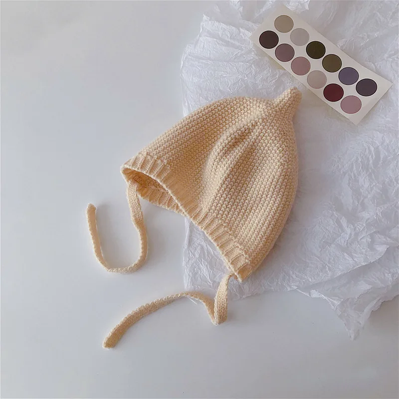 Cute Infant Baby Knitted Hat Toddler Boys Girls Soft Warm Ear Protection Bonnet Cap Kids Solid Crochet Beanies