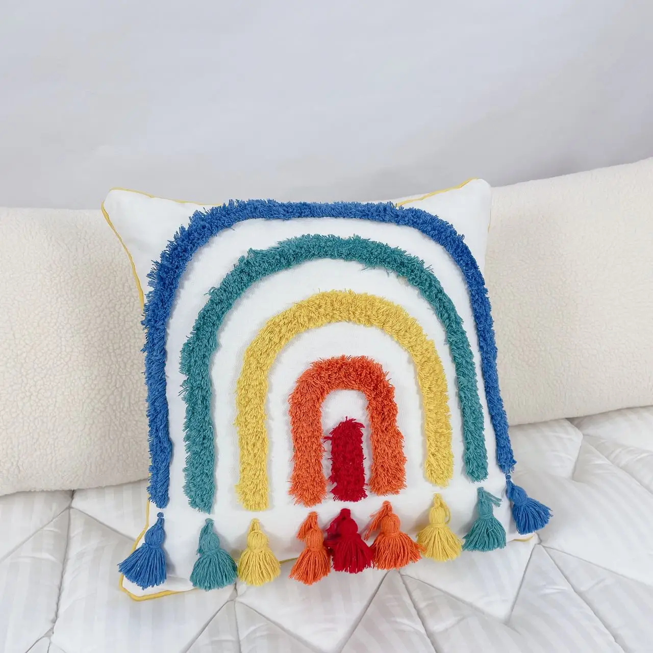 Luxury Home Decor Couch Sofa Bedroom Boho Cushion Cover Cotton tassels linen fringe pillow cover