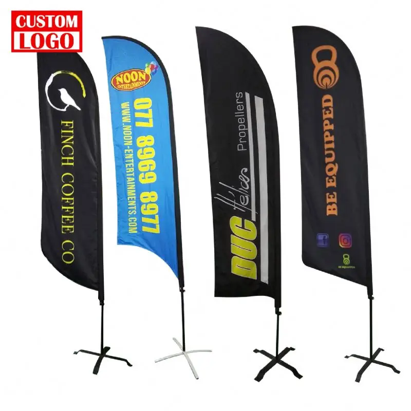 Custom LOGO Outdoor Advertising Flying Beach Flag Feather Flag With Spike Base Flag Banner
