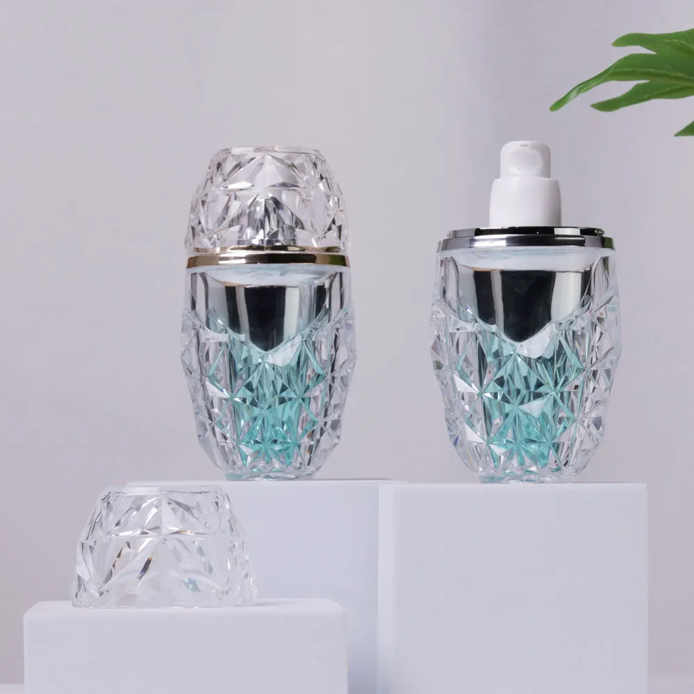 Light Luxury Blue 60ml Pump Head Lotion Bottle Empty Plastic Packaging Clear Body Lotion Skincare Bottle Cosmetics Packaging