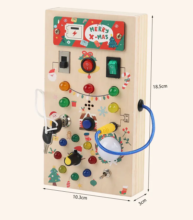 Wooden Switch Plug Power LED Light Multi-function Busy Board Toy Christmas Gift Children Hand-eye Coordination Set