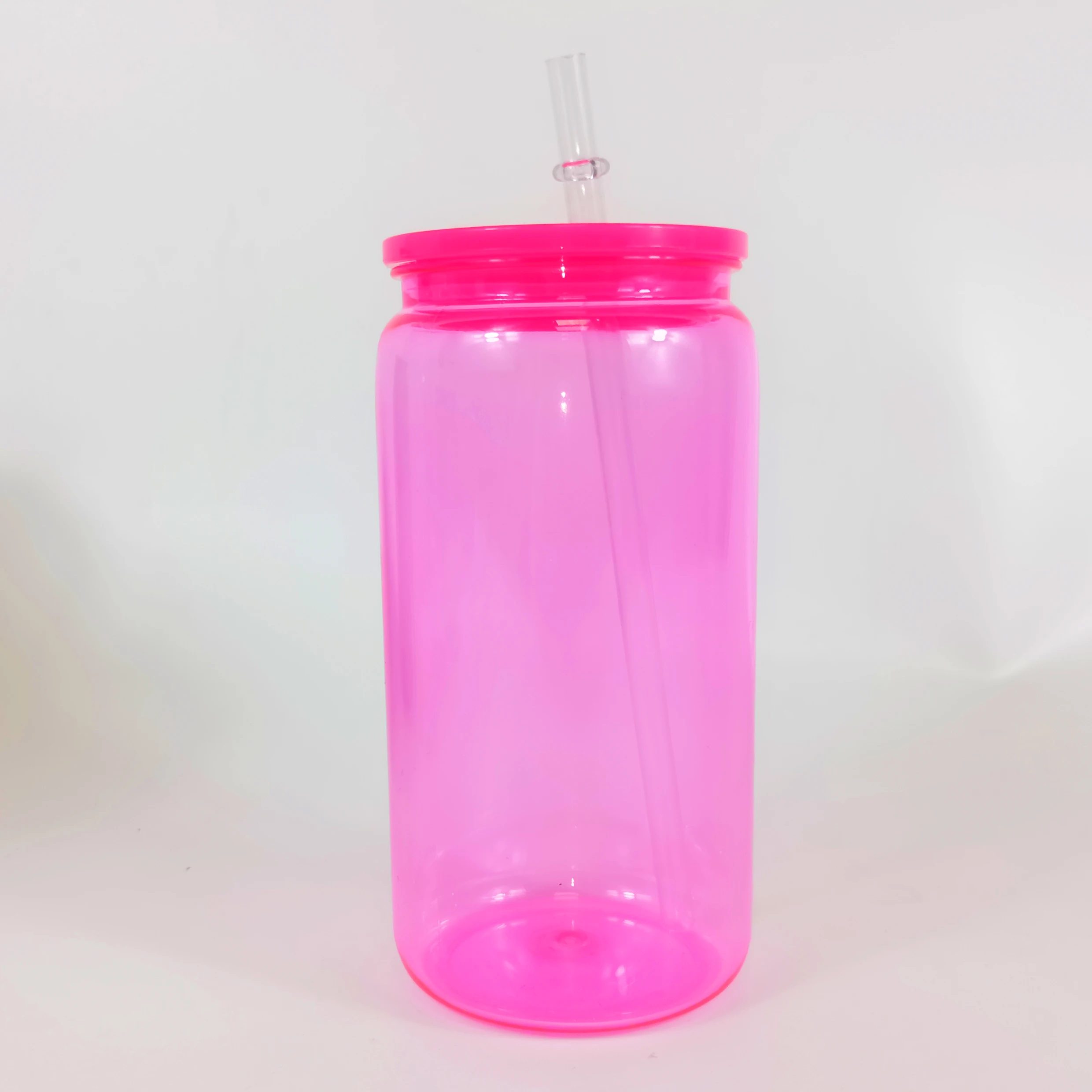 US warehouse Unbreakable plastic acrylic soda beer can jelly transparent mug plastic acrylic 16oz Coffee Mug for UV DTF wraps