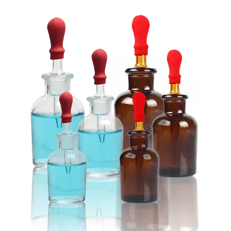 
Wholesale Educational Transparent Brown Glass Chemical Laboratory Drop Bottle Teaching Aids For Students 