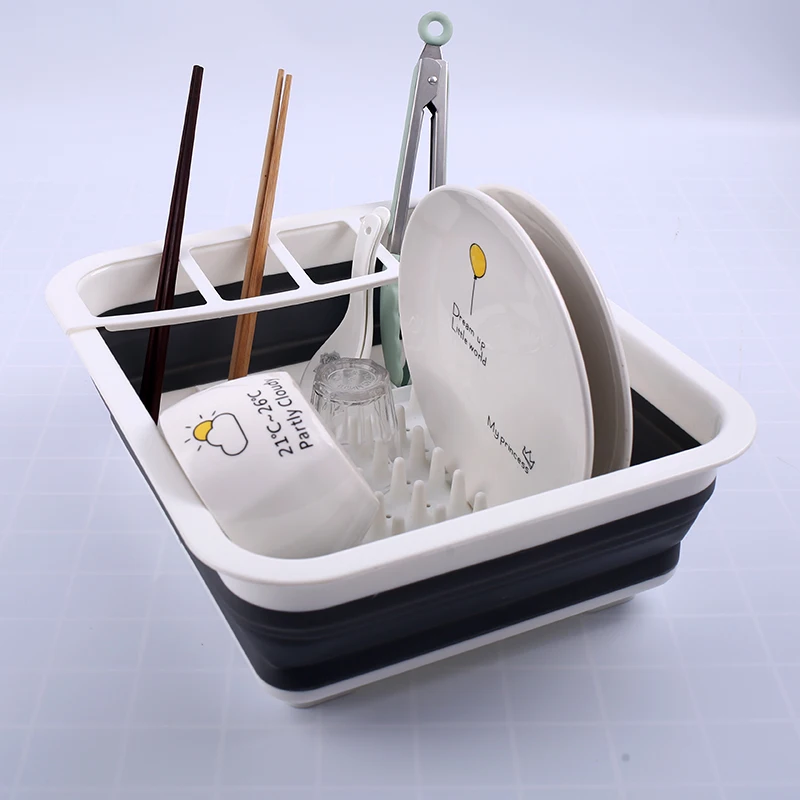 
Folding and stretching hot style household square asphalt basket, Nordic wind filtration bowl, tray storage rack, chopsticks 