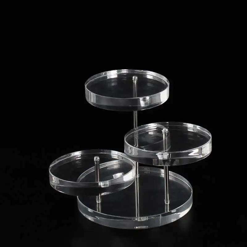 
3 Tier Acrylic Rotatable Jewelry Display Stands Rings Earrings Clear 