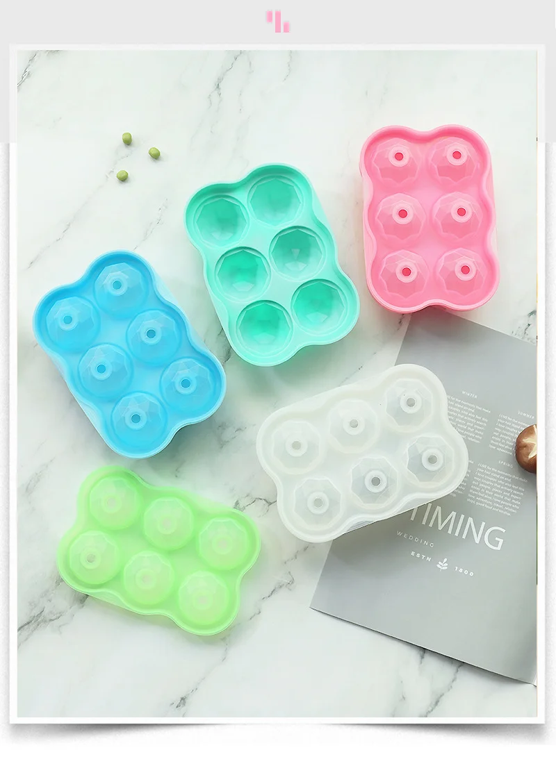 Silicon Ice Tray Cube Mold Round Spheroid 6 Ice Balls Whiskey Food grade household ice box wholesale