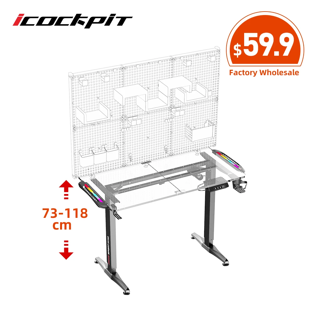 Pegboard Modern Computer Gaming Desk Multi functional Table Adjustable Desk Electric Lifting Gaming Desk