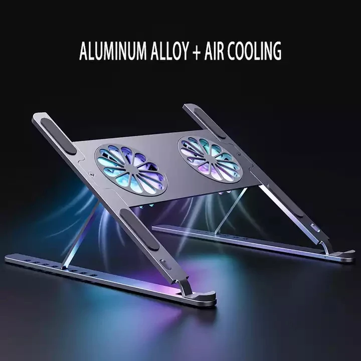 Tablette Tableta Aluminium Adjustable Folding Portable 360 Rotate Desk Holder Table Tablet PC Stand with cooling fan Supports