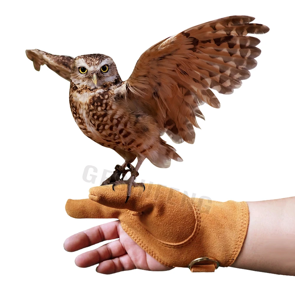 Training Eagle Gloves Anti Bite Anti-Scratch 26cm Leather Anti Grasping Fingerless Gloves For Training Interactive