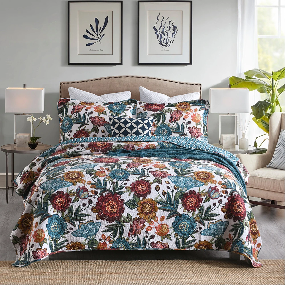 Китайский поставщик новый дизайн 2020 года хлопковый комплект Покрывала Оптом высококачественное покрывало на