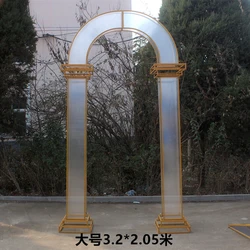 2022 new European style sunshine board golden arch square column wedding background props arch wedding