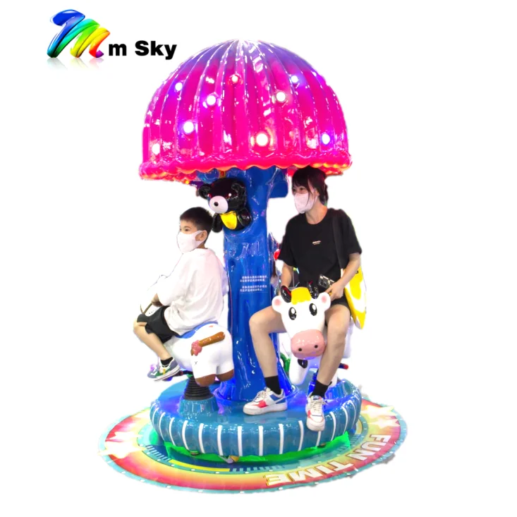 Gorgeous LED light effect 3 seats Carousel KA-660 Merry Go Round horse coin operated kiddie rides Carousel for sale supermarket