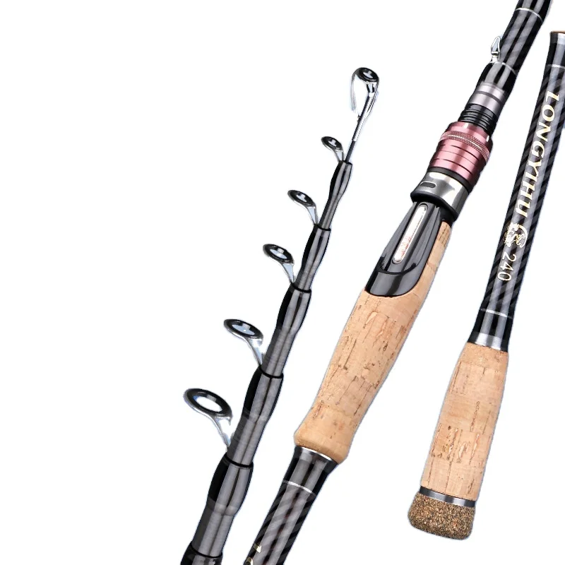 1.8m-3.6m Ultra-Light Carbon Fiber Telescopic Reel Set Cork Handle Fast Fishing Rod Bass River Lake Stream Slow Spinning 200g