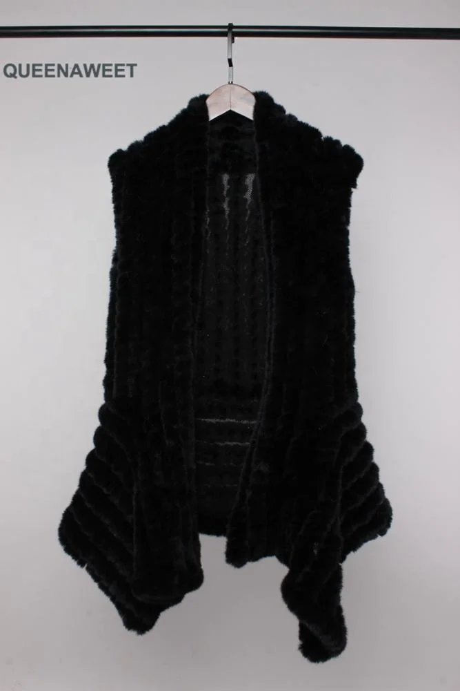 Fashion Wholesale Knitted Faux Rabbit Fur Gilet Waistcoat Winter Woman Warm Faux Fur Vest Girls