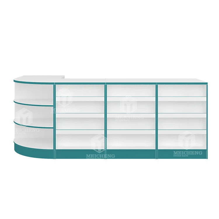 Meicheng Hypermarket Convenient Checkout Counter Cash Table Dimension Cashier Table