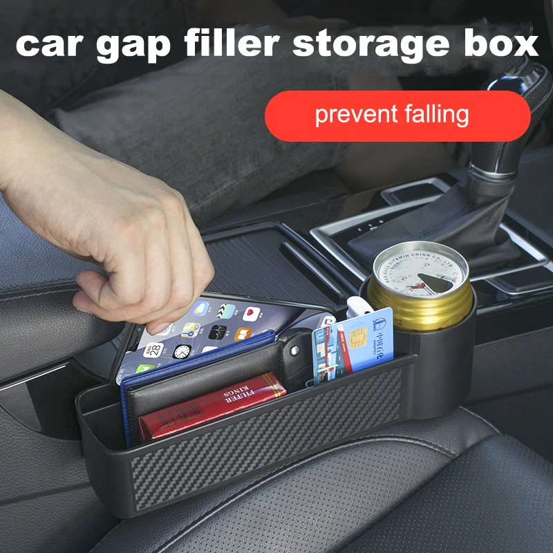 Multifunction adjustable car vehicle seat side gap filler organizer storage box