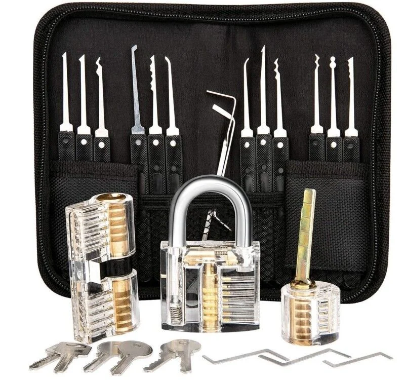 30pcs Lock Smith tool 3 pcs Practice Lock Set Transparent Pick Kit Picking Set for beginner