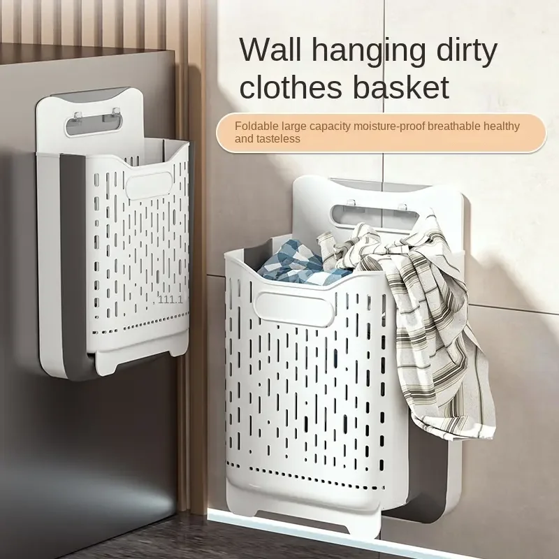 2024 Original Practical Plastic Storage Basket for Dirty Clothing Collapsible Plastic Laundry Basket Organizer