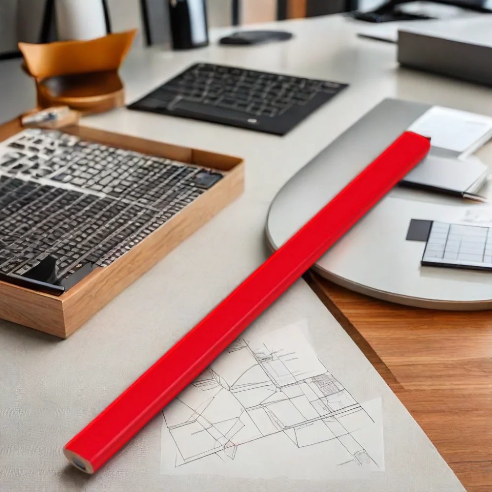 Carpenter Pencil with Octagonal Red Hard Black Lead Woodworking Marking Tool for Woodworking and Construction Projects