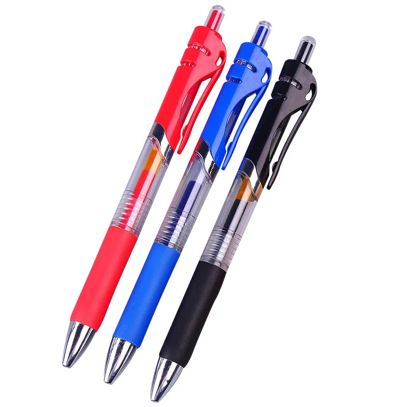Custom wholesale press neutral pens Carbon red black blue water based signature student gel pens