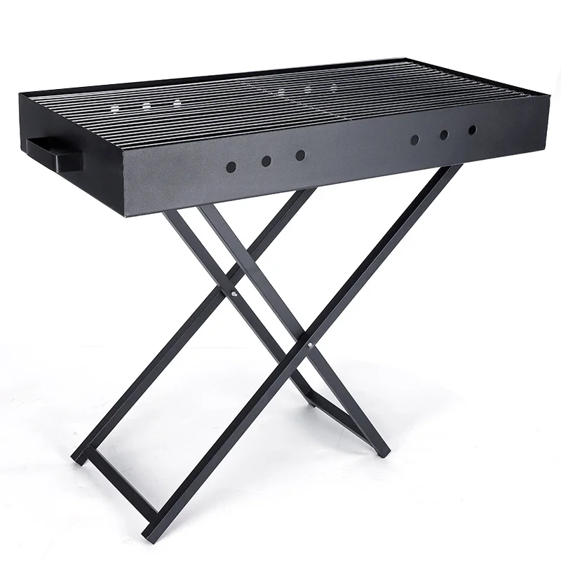 Wholesale X-Type Rectangular BBQ Grill Folding Outdoor Portable Barbecue Grill Vertical Charcoal Grill