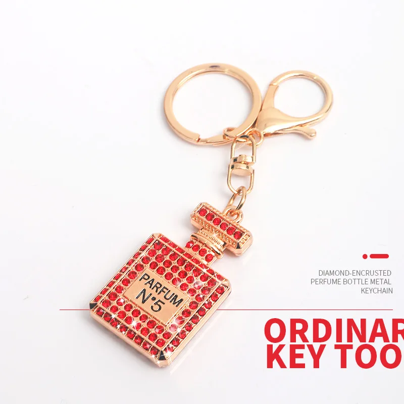 Diamond perfume bottle key ring accessories pendant creative gift cross-border hot selling metal perfume key chain