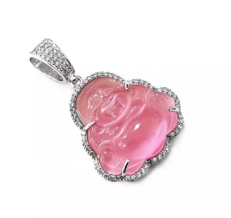 Customized silver jade buddha statue pendant red green color jade pendant charms jade jewelry