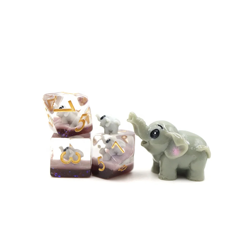 wholesale bulk D10 D16 D20 DND RPG resin clear animal inclusion dice