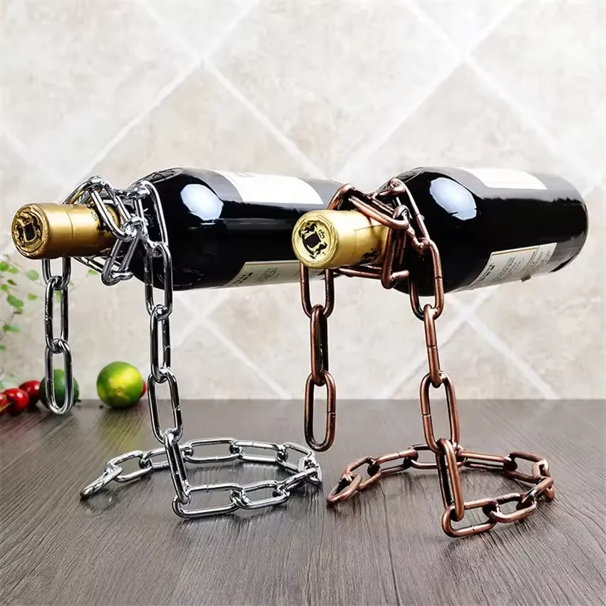 Suspended Chain Red Wine Rack Hanging Metal Wine Holder Wine Bottle Stand rack Restaurant Decoration Bar Ornament