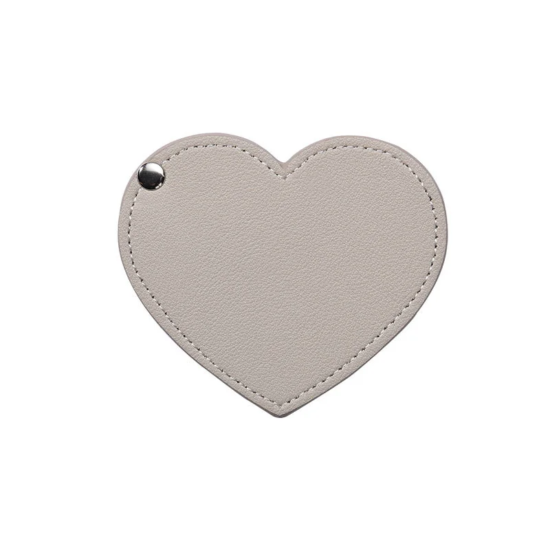 Mini Ultra-thin PU Leather Cosmetic Mirror Unbreakable Makeup Tool Travel Heart Shaped Portable Mirror