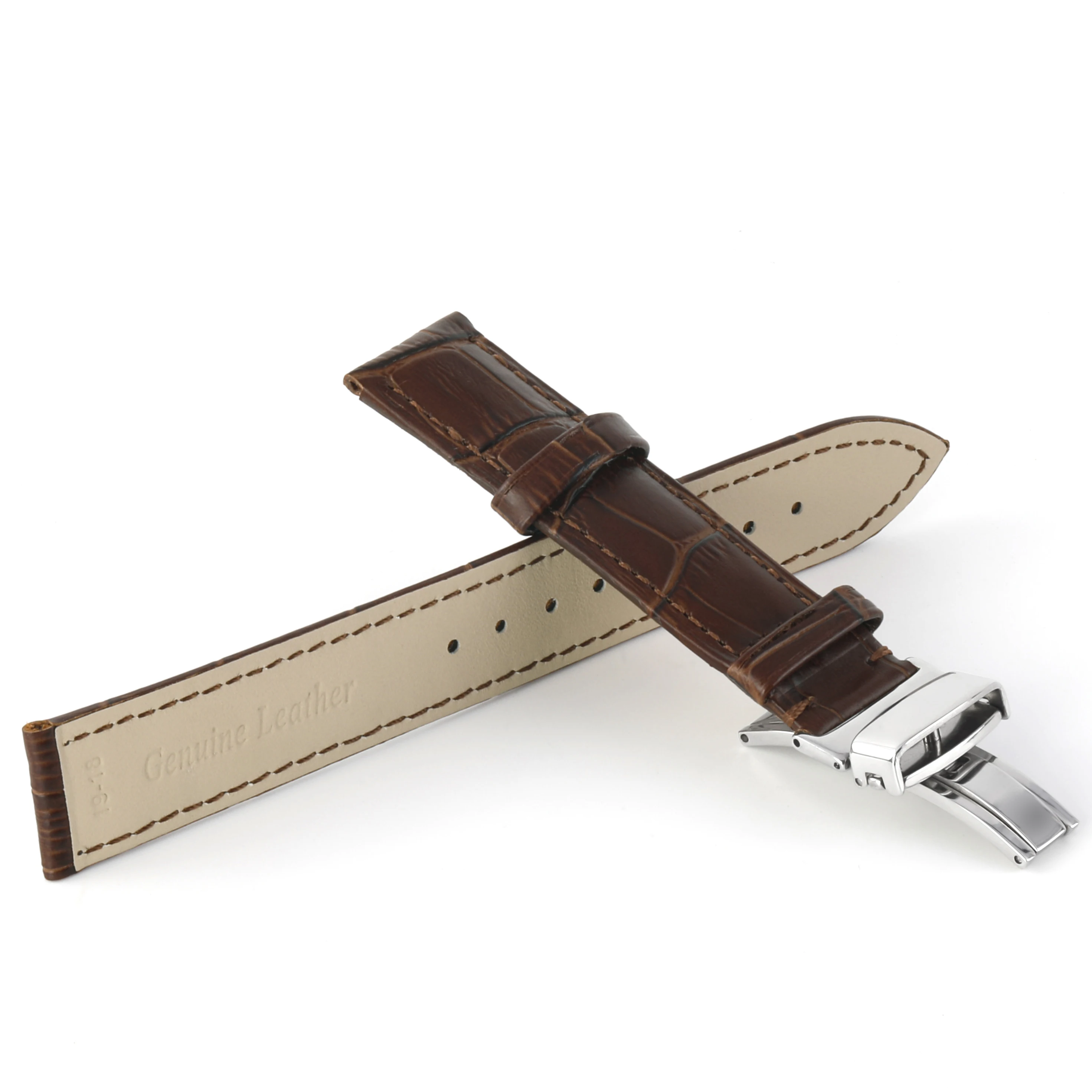 Wholesale Genuine Crocodile Leather Apple Watch Replacement Straps Band 20mm With Bright Colours Butterfly Buckle Prices Luxury