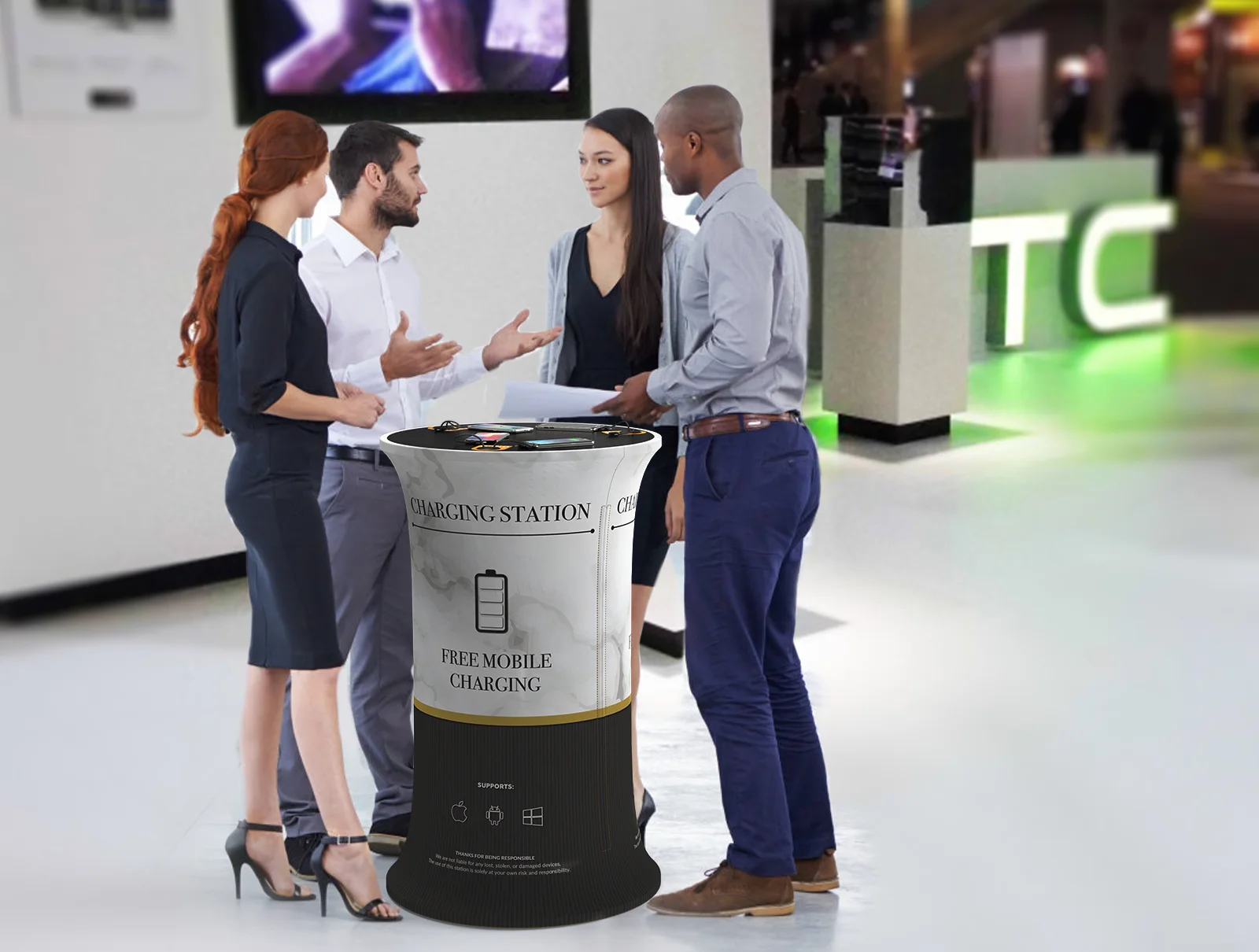 KiDiGi GYPSY Table Exhibition Portable Retail Display Table Advertising Foldable with Wireless Charger